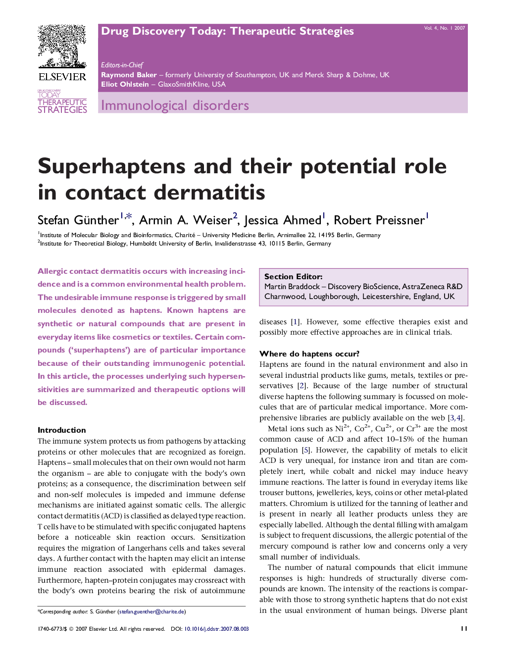 Superhaptens and their potential role in contact dermatitis