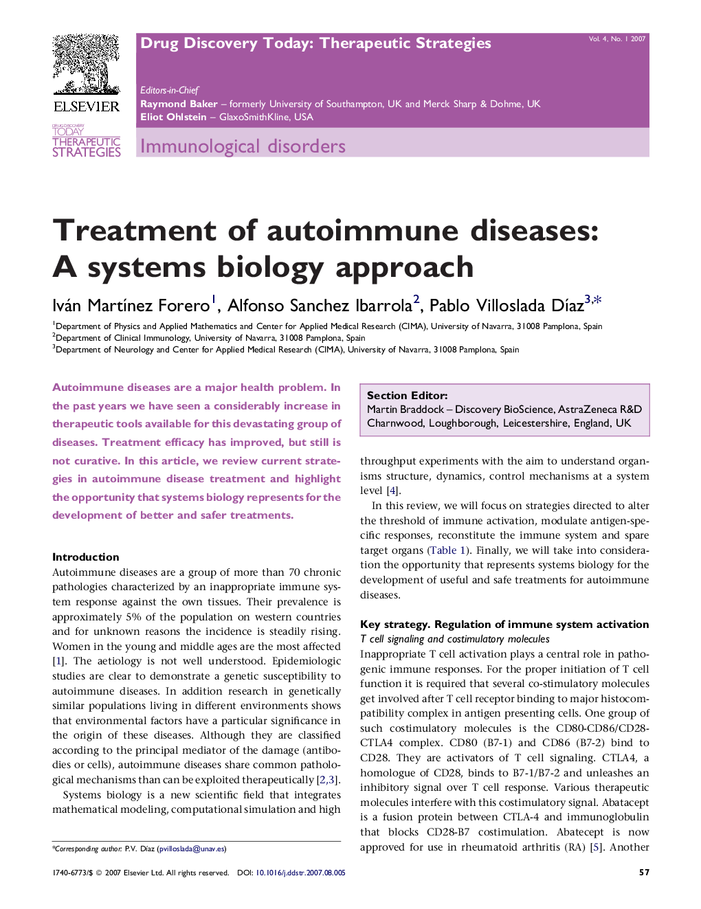 Treatment of autoimmune diseases: A systems biology approach