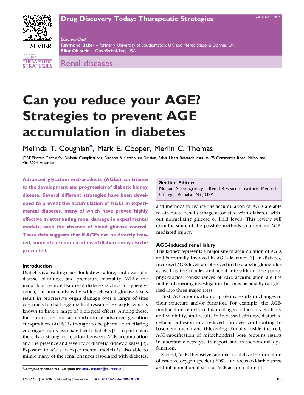 Can you reduce your AGE?: Strategies to prevent AGE accumulation in diabetes