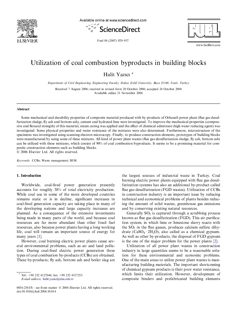 Utilization of coal combustion byproducts in building blocks