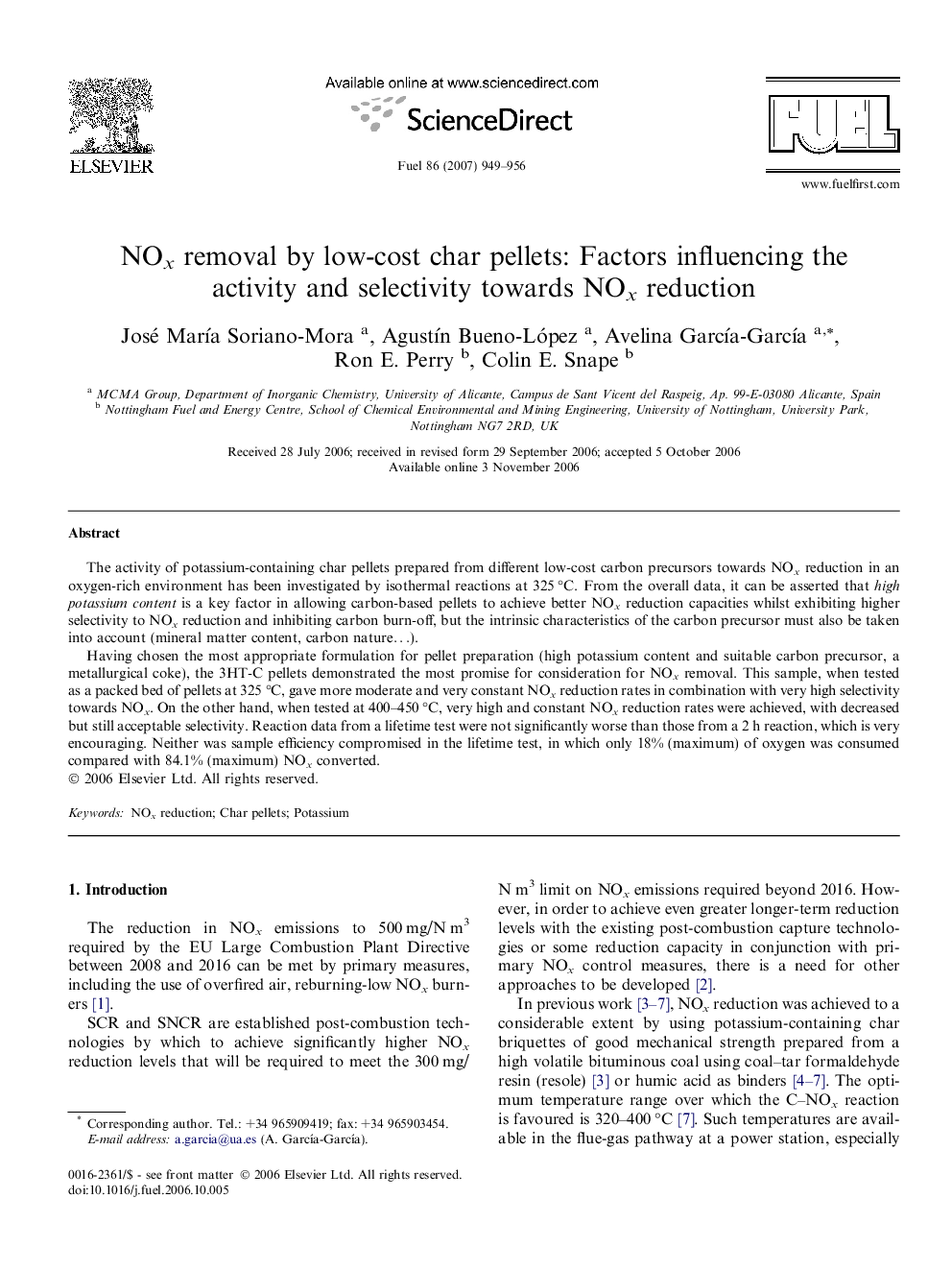 NOx removal by low-cost char pellets: Factors influencing the activity and selectivity towards NOx reduction