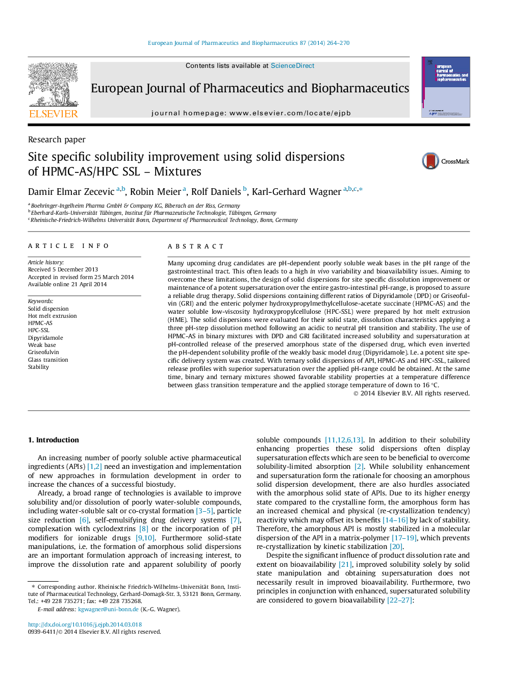 Site specific solubility improvement using solid dispersions of HPMC-AS/HPC SSL – Mixtures