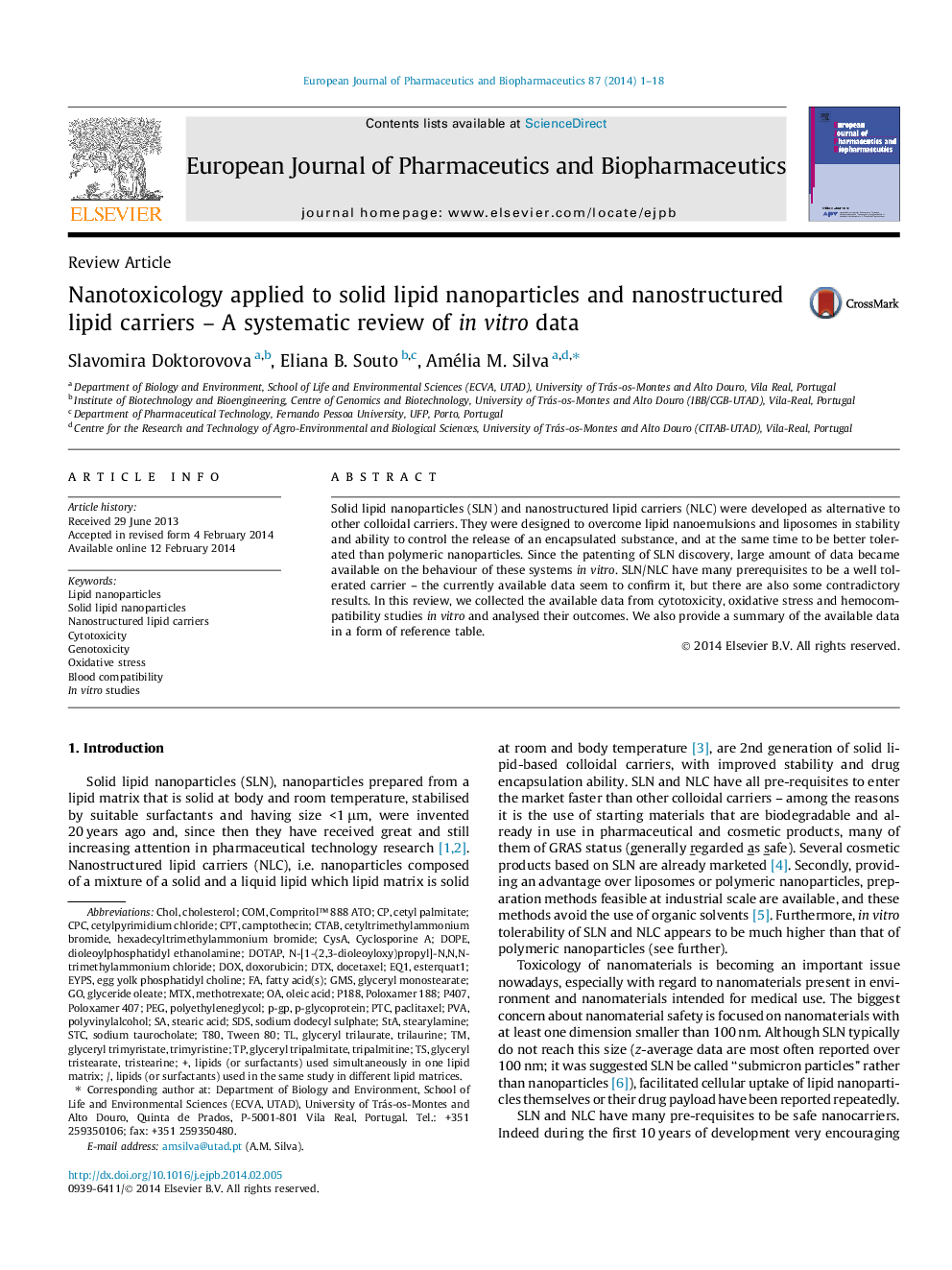 Nanotoxicology applied to solid lipid nanoparticles and nanostructured lipid carriers – A systematic review of in vitro data