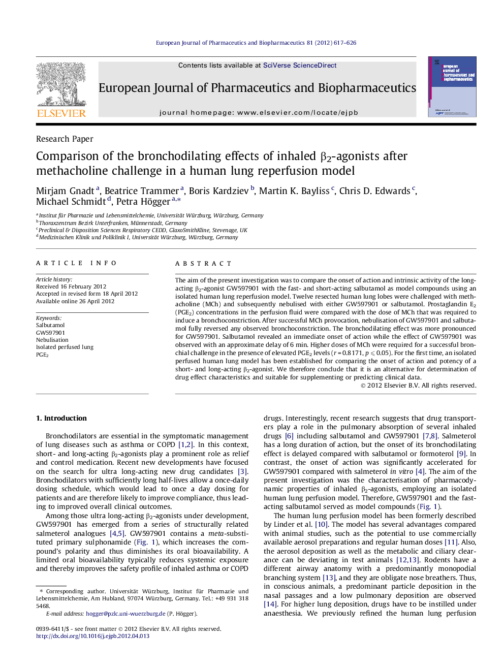 Comparison of the bronchodilating effects of inhaled β2-agonists after methacholine challenge in a human lung reperfusion model