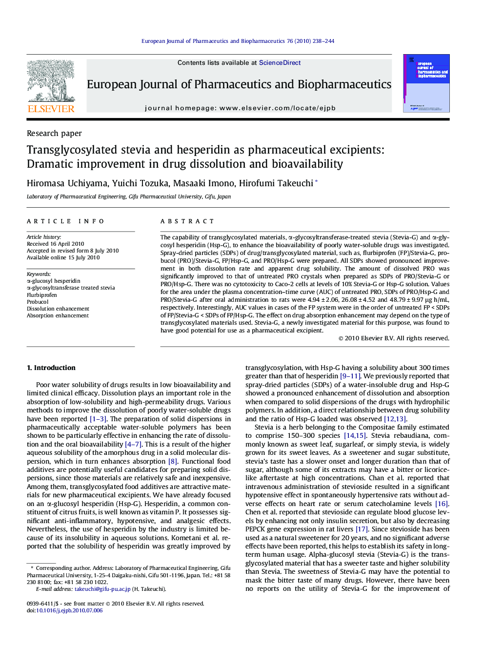 Transglycosylated stevia and hesperidin as pharmaceutical excipients: Dramatic improvement in drug dissolution and bioavailability