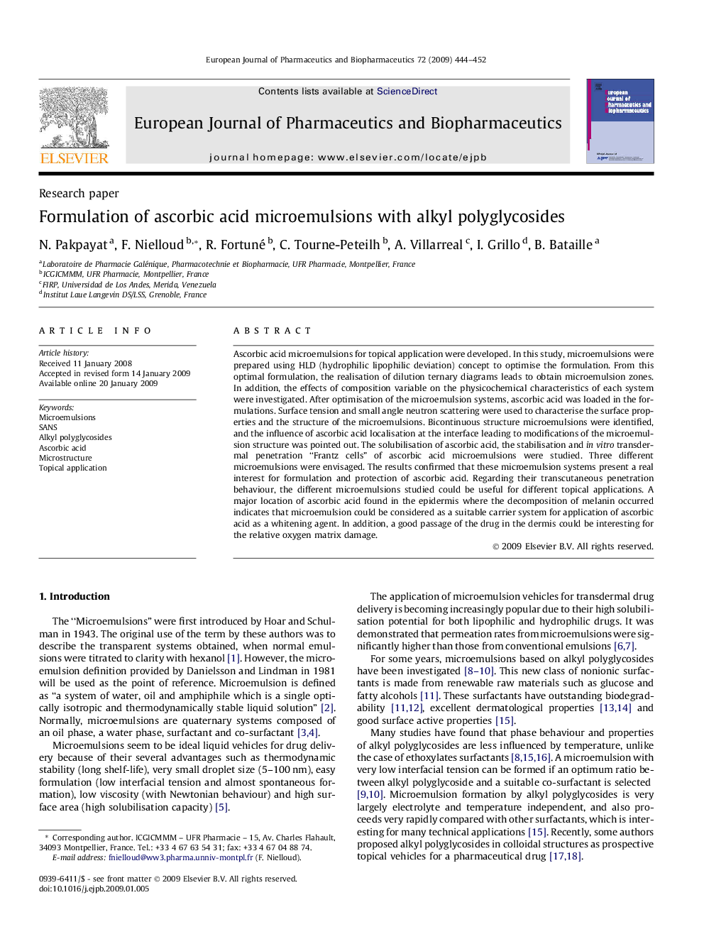 Formulation of ascorbic acid microemulsions with alkyl polyglycosides