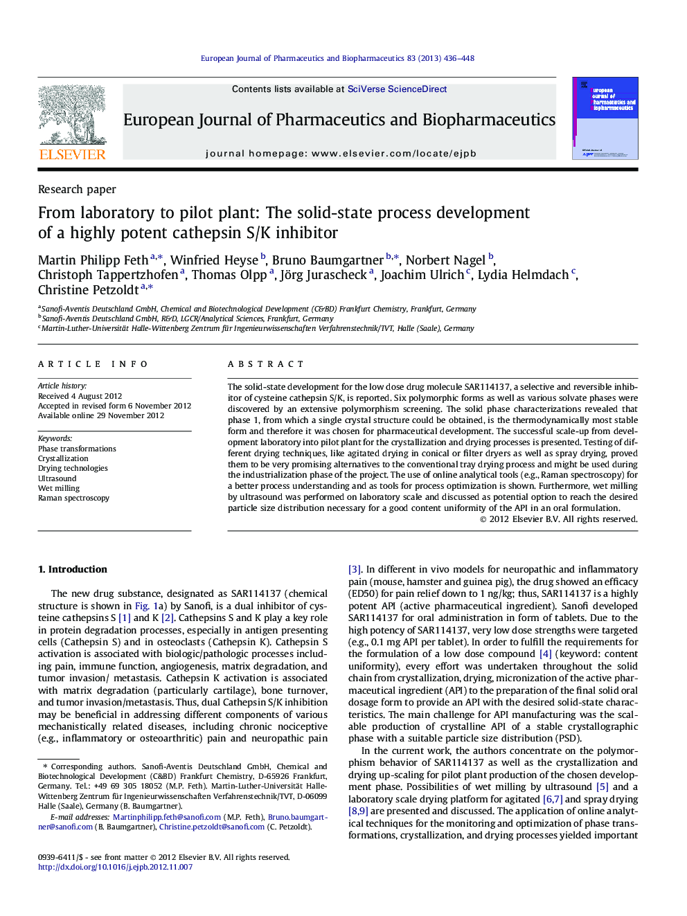 From laboratory to pilot plant: The solid-state process development of a highly potent cathepsin S/K inhibitor