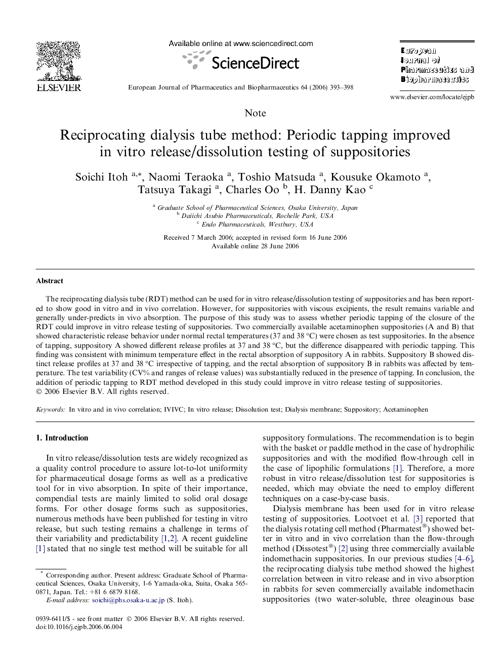 Reciprocating dialysis tube method: Periodic tapping improved in vitro release/dissolution testing of suppositories