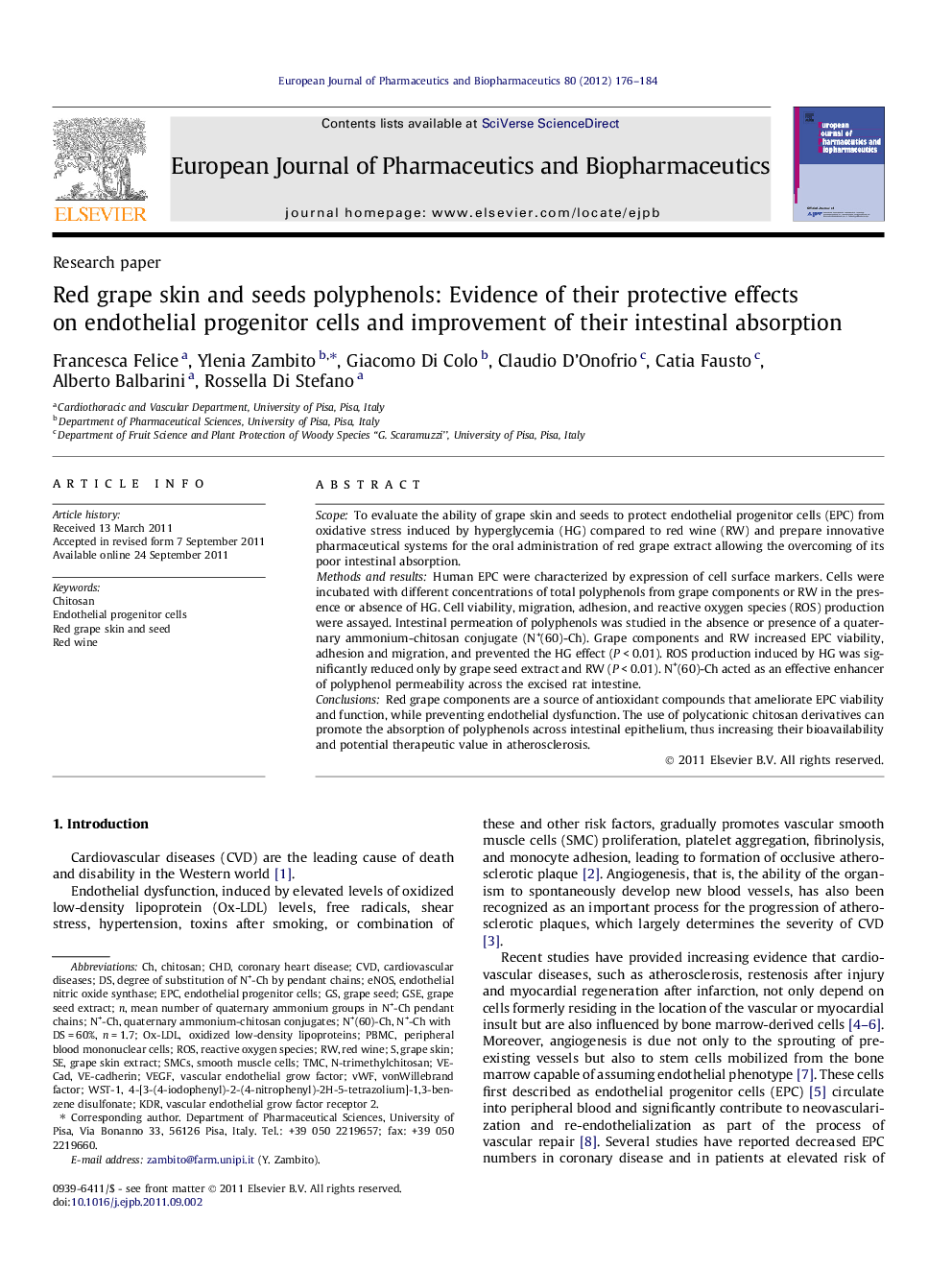 Red grape skin and seeds polyphenols: Evidence of their protective effects on endothelial progenitor cells and improvement of their intestinal absorption