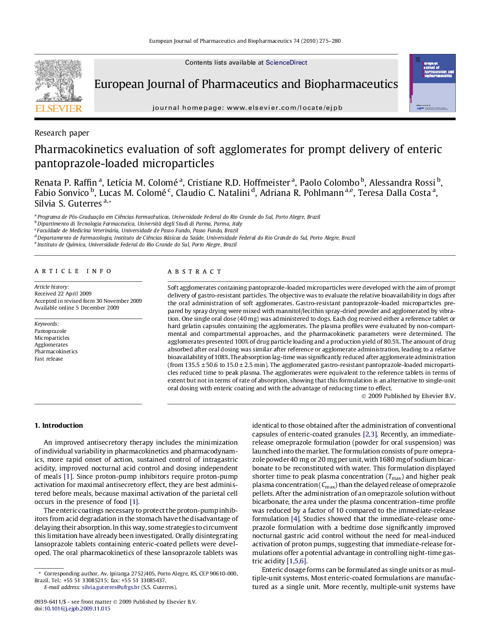 Pharmacokinetics evaluation of soft agglomerates for prompt delivery of enteric pantoprazole-loaded microparticles