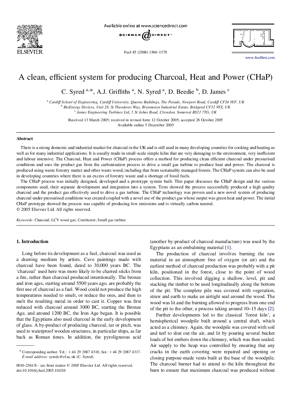 A clean, efficient system for producing Charcoal, Heat and Power (CHaP)