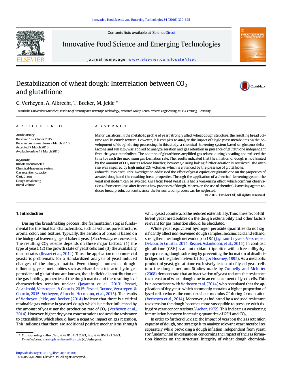 Destabilization of wheat dough: Interrelation between CO2 and glutathione