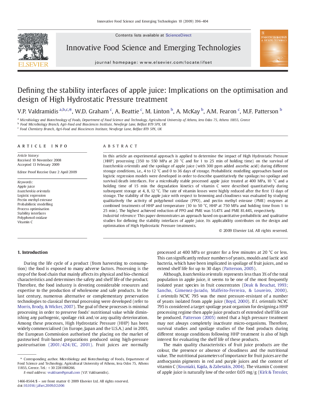 Defining the stability interfaces of apple juice: Implications on the optimisation and design of High Hydrostatic Pressure treatment