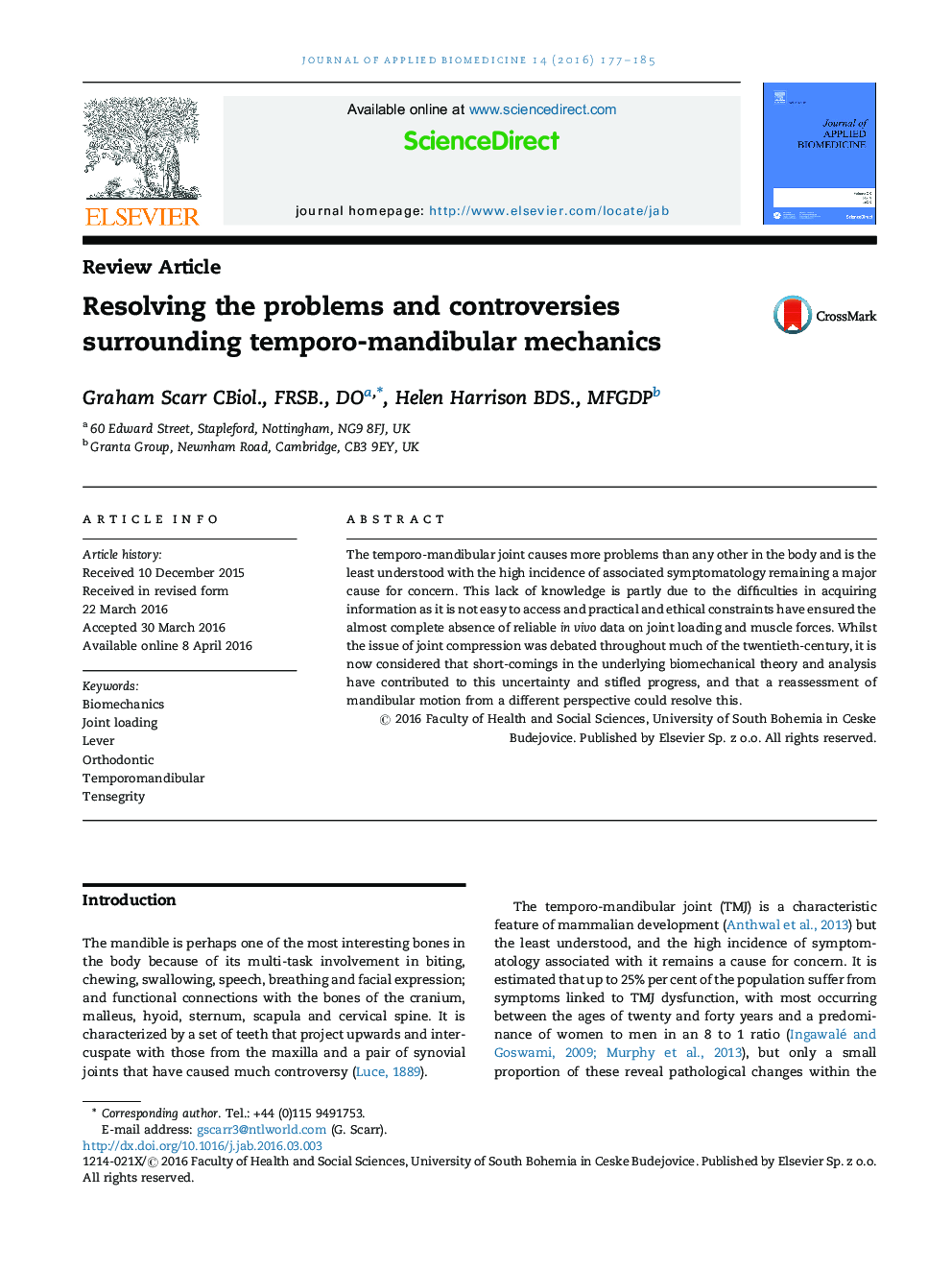 Resolving the problems and controversies surrounding temporo-mandibular mechanics