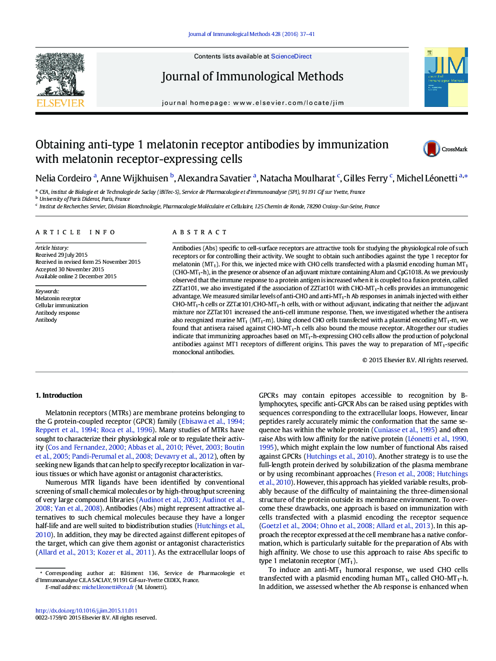 Obtaining anti-type 1 melatonin receptor antibodies by immunization with melatonin receptor-expressing cells