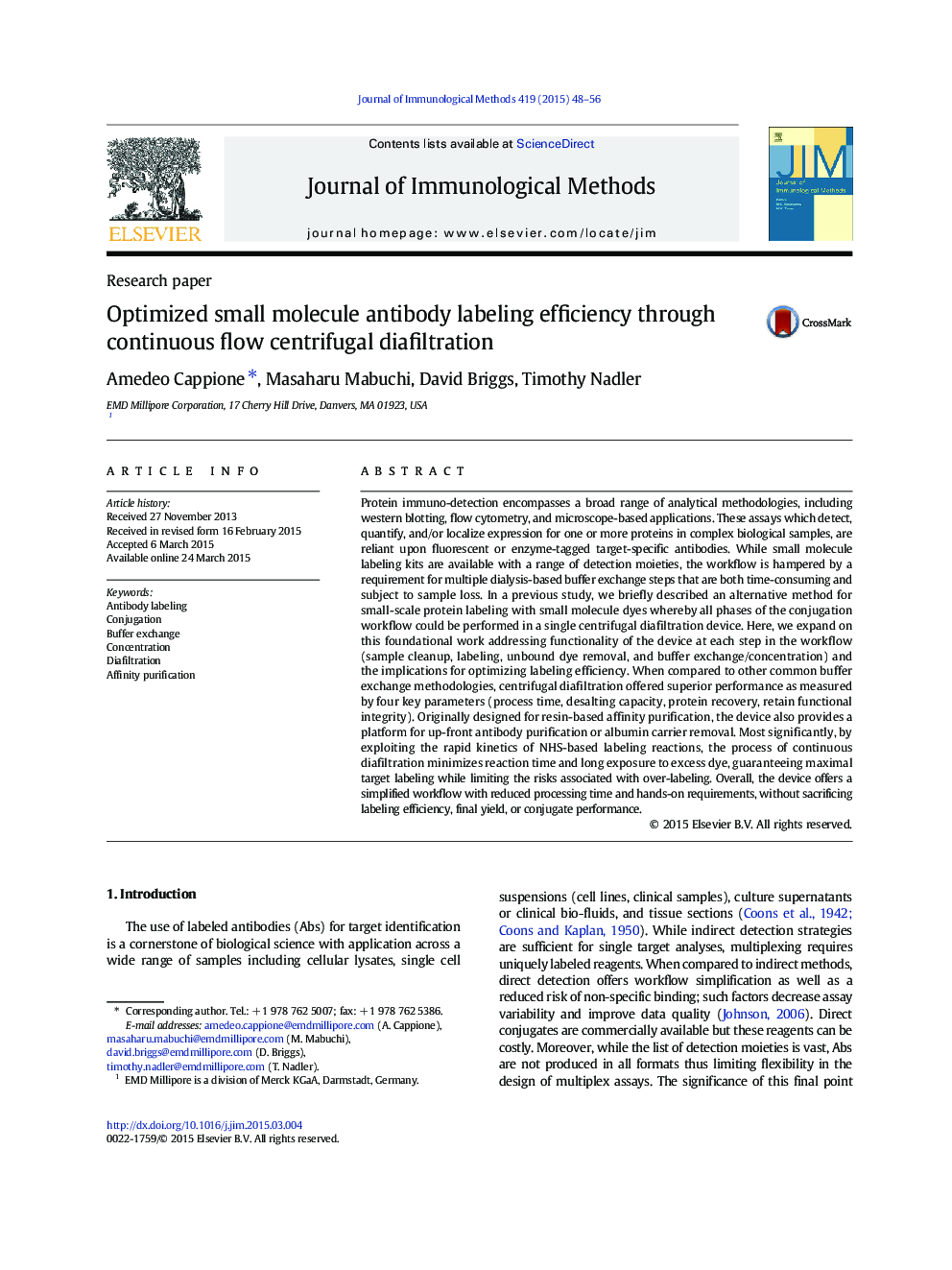 Optimized small molecule antibody labeling efficiency through continuous flow centrifugal diafiltration