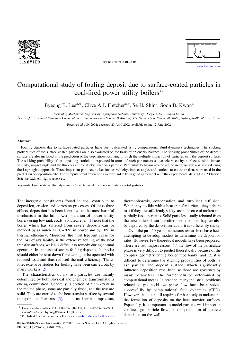 Computational study of fouling deposit due to surface-coated particles in coal-fired power utility boilers 