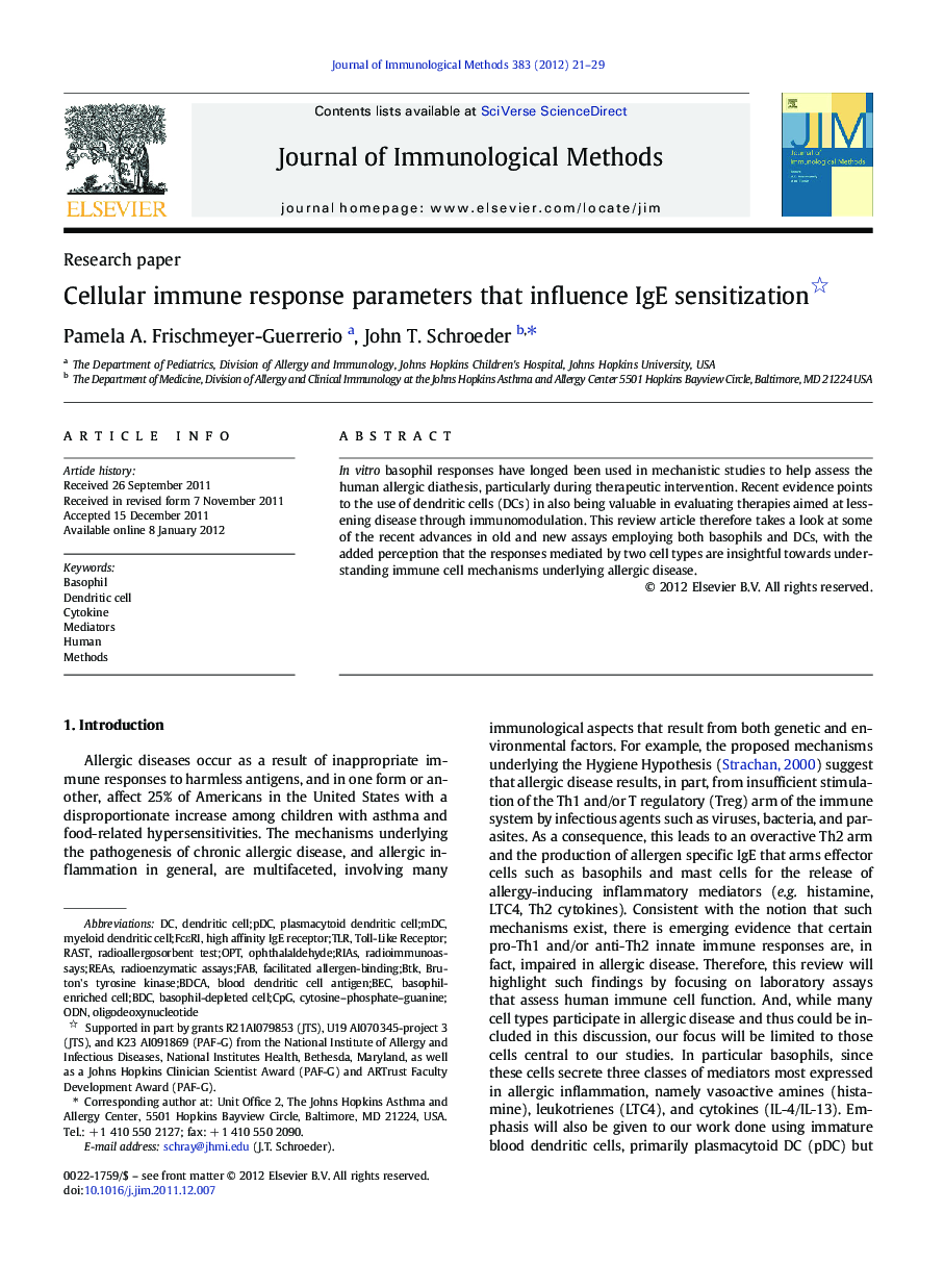 Cellular immune response parameters that influence IgE sensitization 