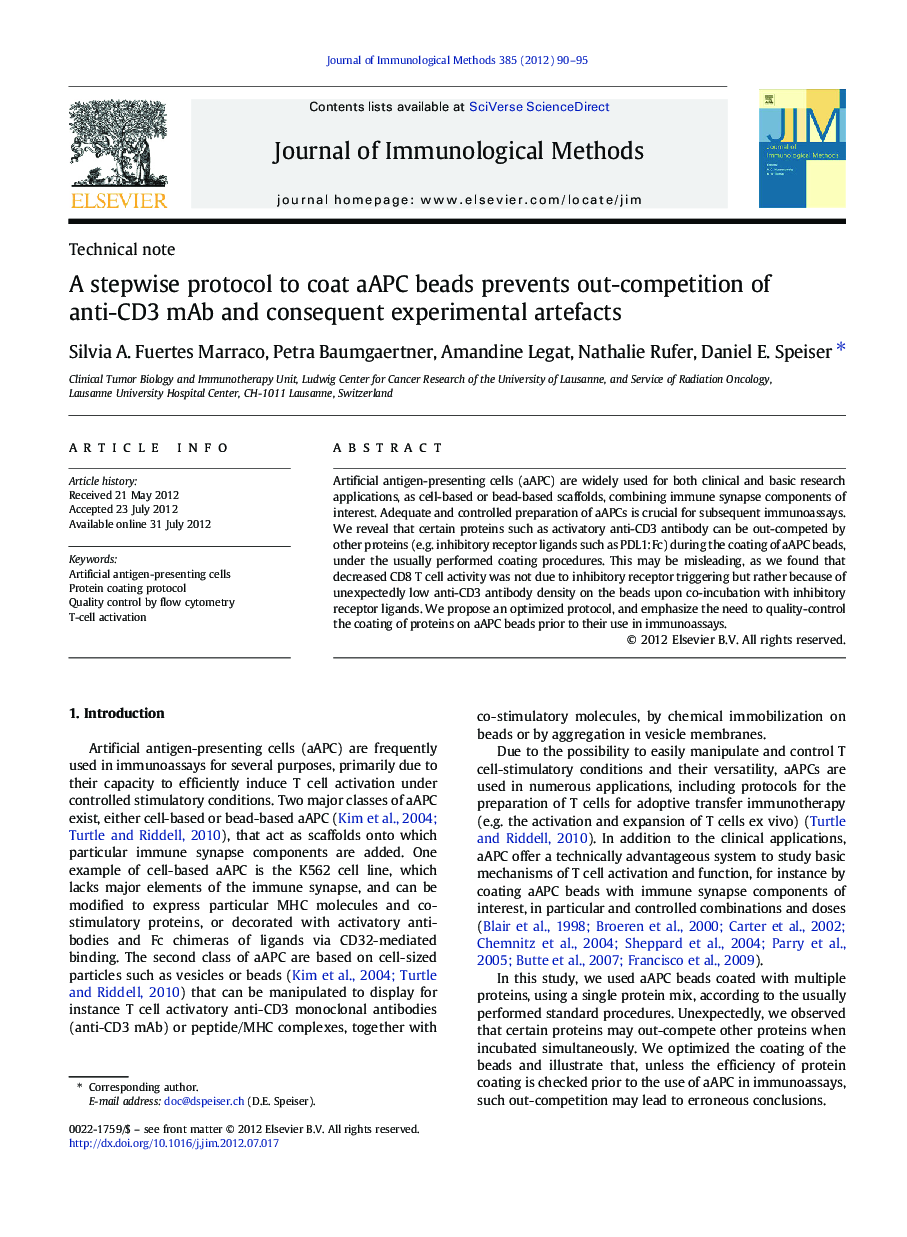 A stepwise protocol to coat aAPC beads prevents out-competition of anti-CD3 mAb and consequent experimental artefacts