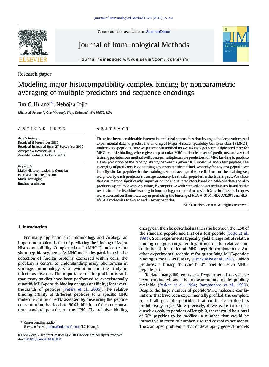 Modeling major histocompatibility complex binding by nonparametric averaging of multiple predictors and sequence encodings