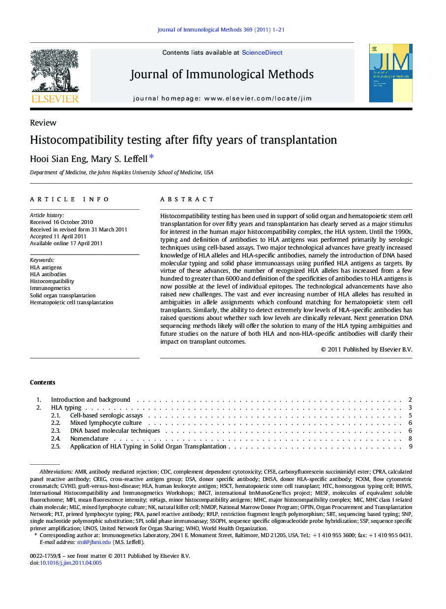 Histocompatibility testing after fifty years of transplantation