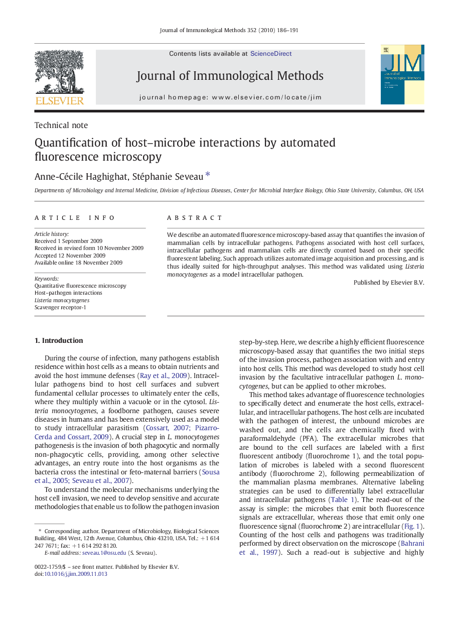 Quantification of host–microbe interactions by automated fluorescence microscopy