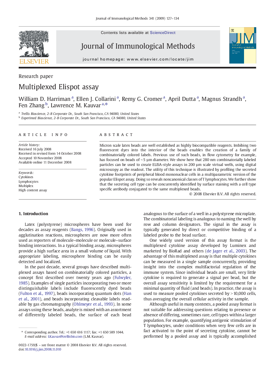 Multiplexed Elispot assay