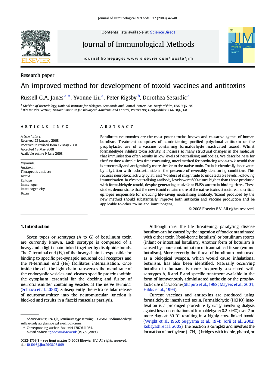 An improved method for development of toxoid vaccines and antitoxins