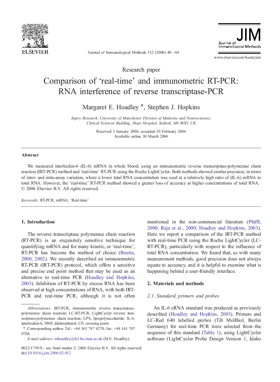 Comparison of ‘real-time’ and immunometric RT-PCR: RNA interference of reverse transcriptase-PCR