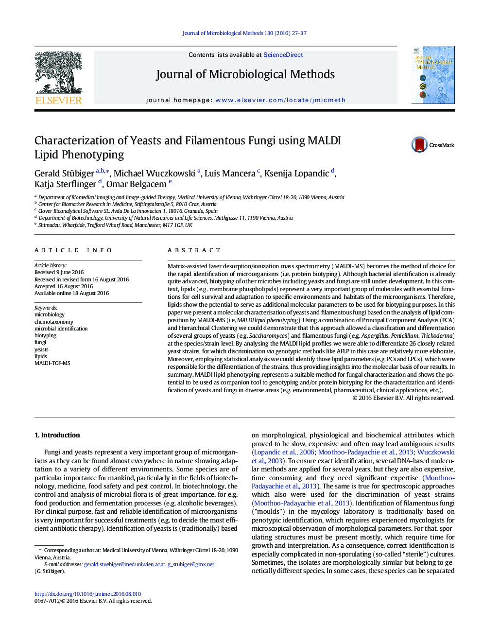 Characterization of Yeasts and Filamentous Fungi using MALDI Lipid Phenotyping