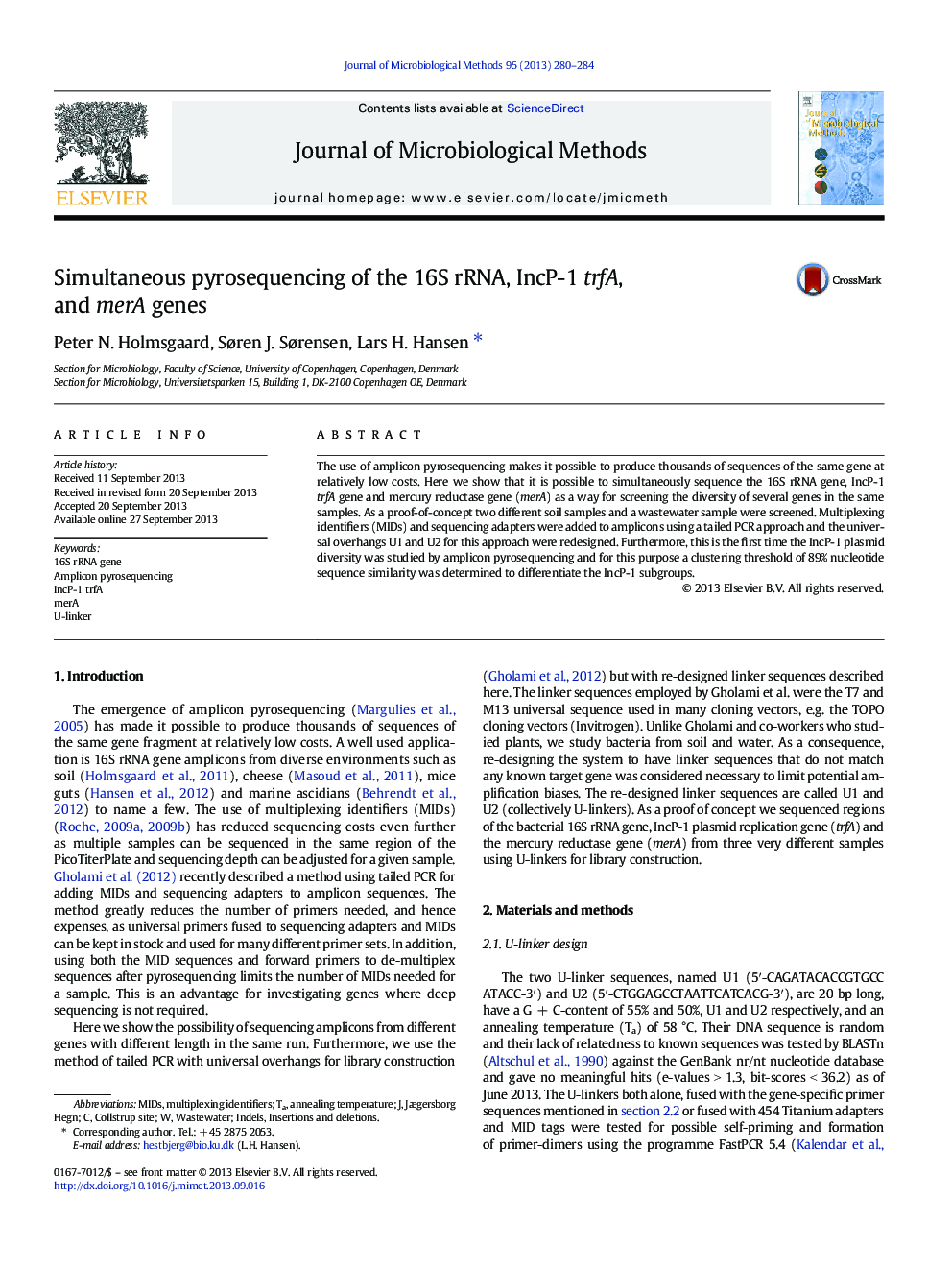 Simultaneous pyrosequencing of the 16S rRNA, IncP-1 trfA, and merA genes