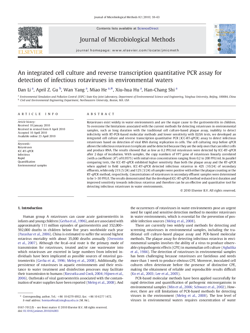 An integrated cell culture and reverse transcription quantitative PCR assay for detection of infectious rotaviruses in environmental waters