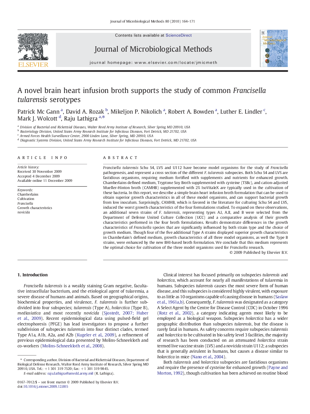 A novel brain heart infusion broth supports the study of common Francisella tularensis serotypes