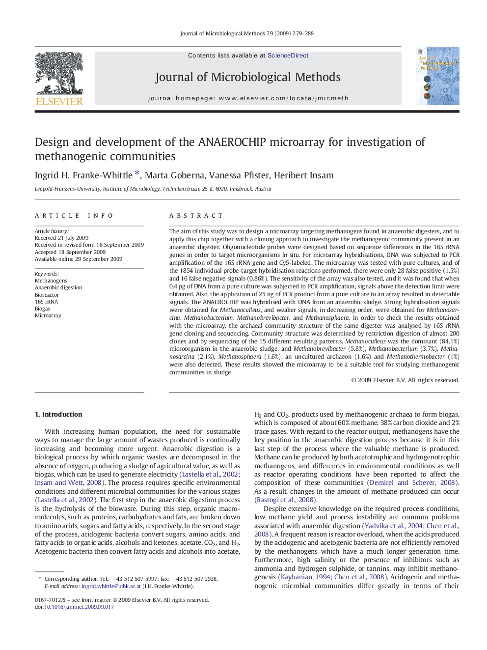 Design and development of the ANAEROCHIP microarray for investigation of methanogenic communities