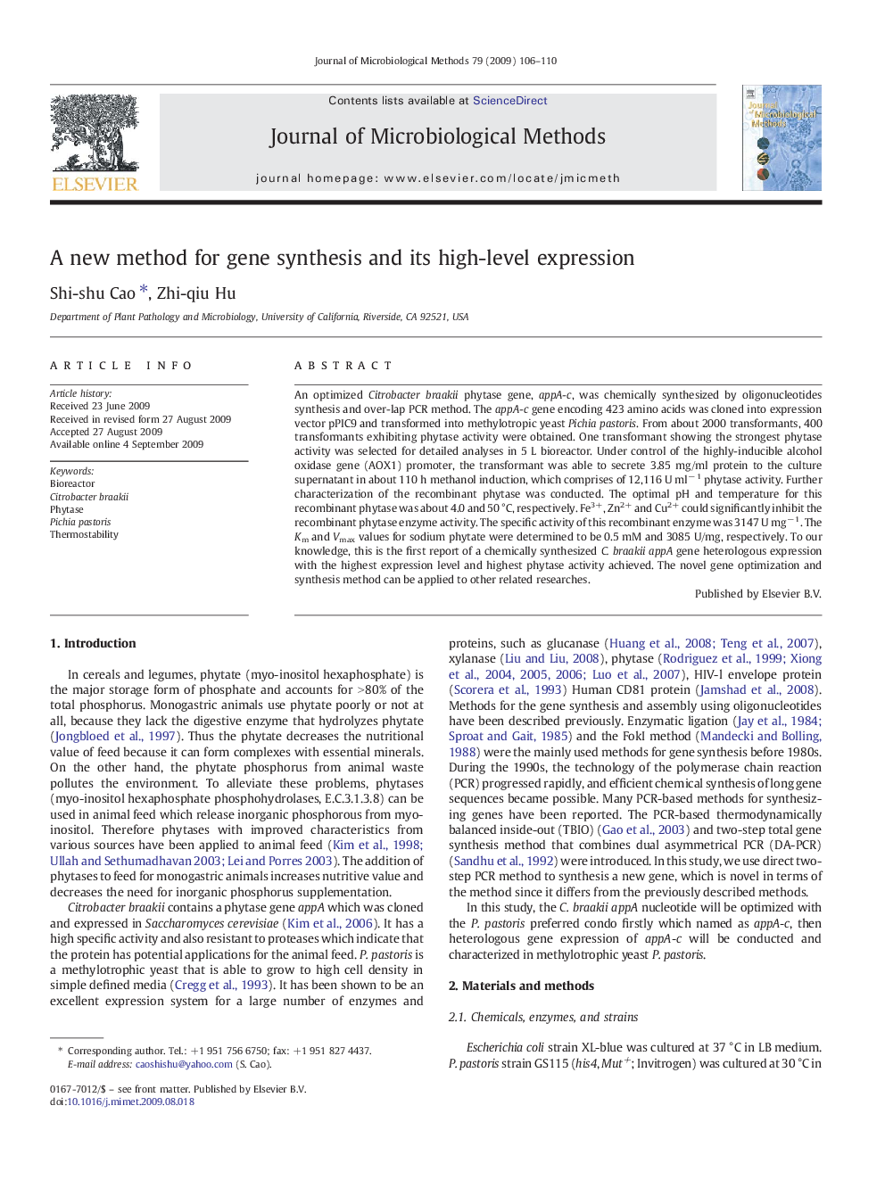 A new method for gene synthesis and its high-level expression