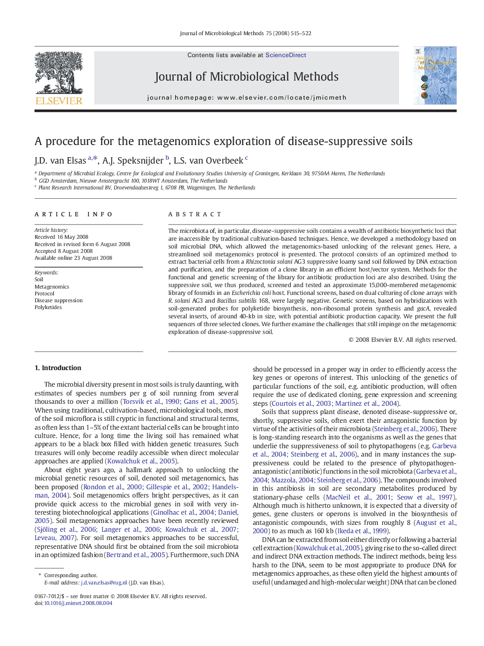 A procedure for the metagenomics exploration of disease-suppressive soils