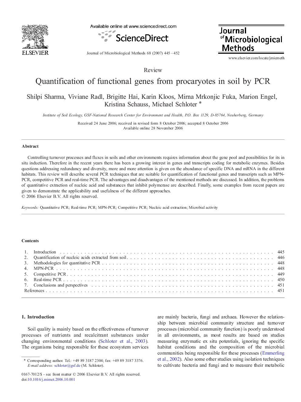 Quantification of functional genes from procaryotes in soil by PCR