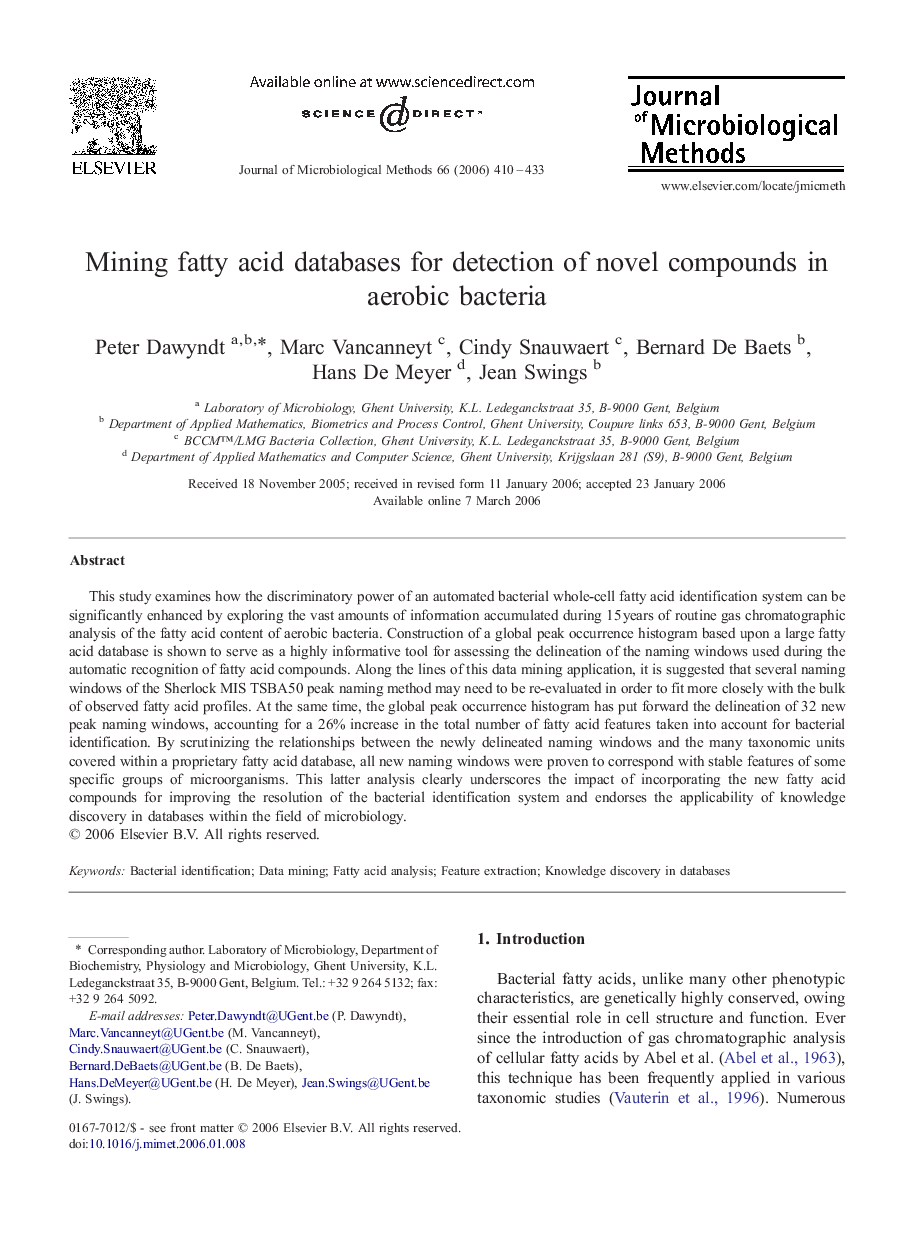 Mining fatty acid databases for detection of novel compounds in aerobic bacteria