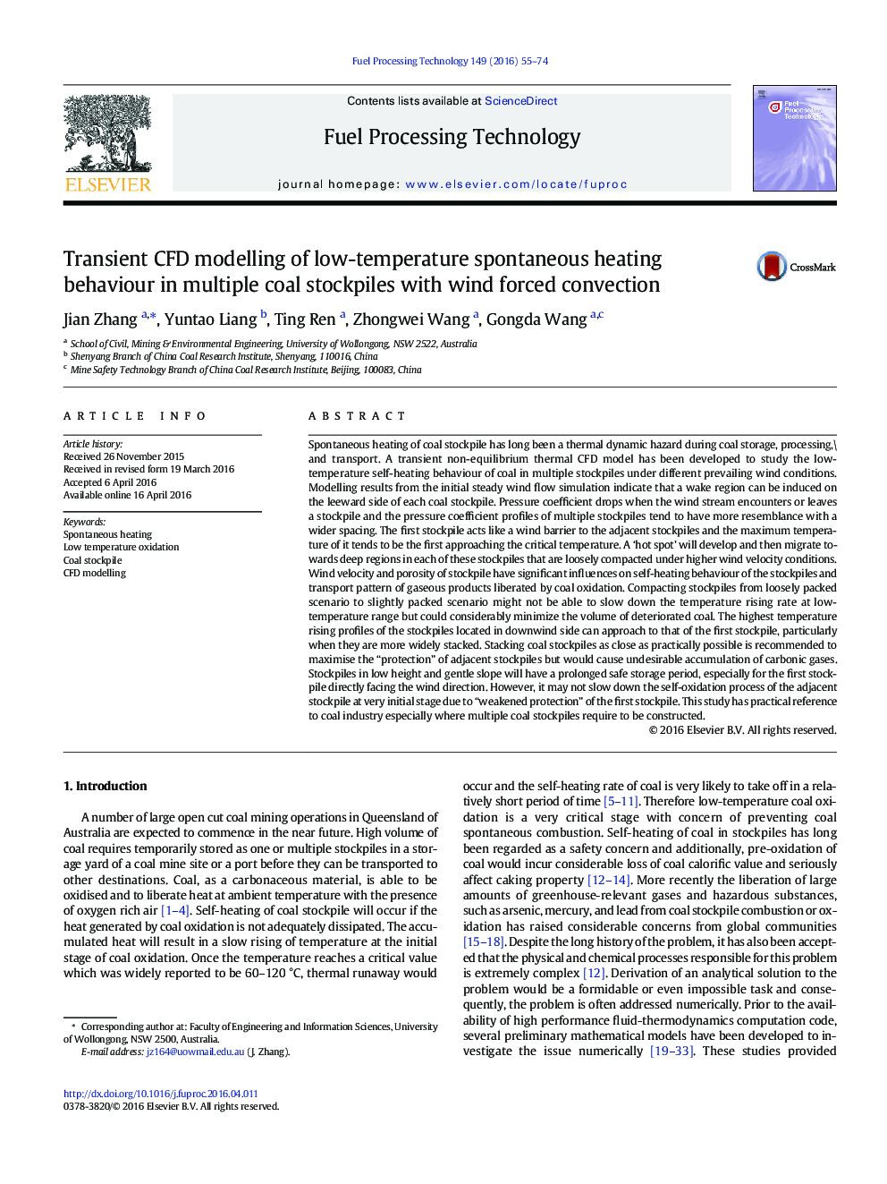 Transient CFD modelling of low-temperature spontaneous heating behaviour in multiple coal stockpiles with wind forced convection