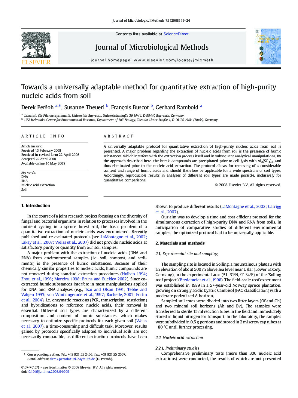 Towards a universally adaptable method for quantitative extraction of high-purity nucleic acids from soil