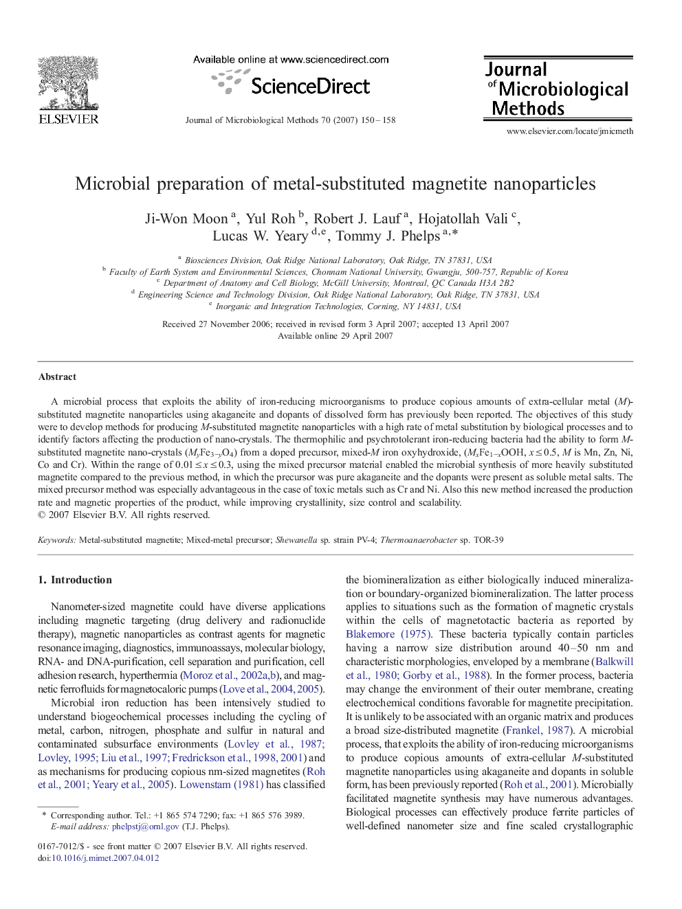 Microbial preparation of metal-substituted magnetite nanoparticles