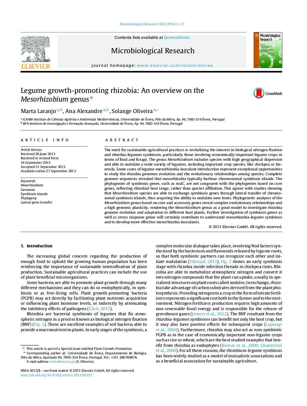 Legume growth-promoting rhizobia: An overview on the Mesorhizobium genus ?