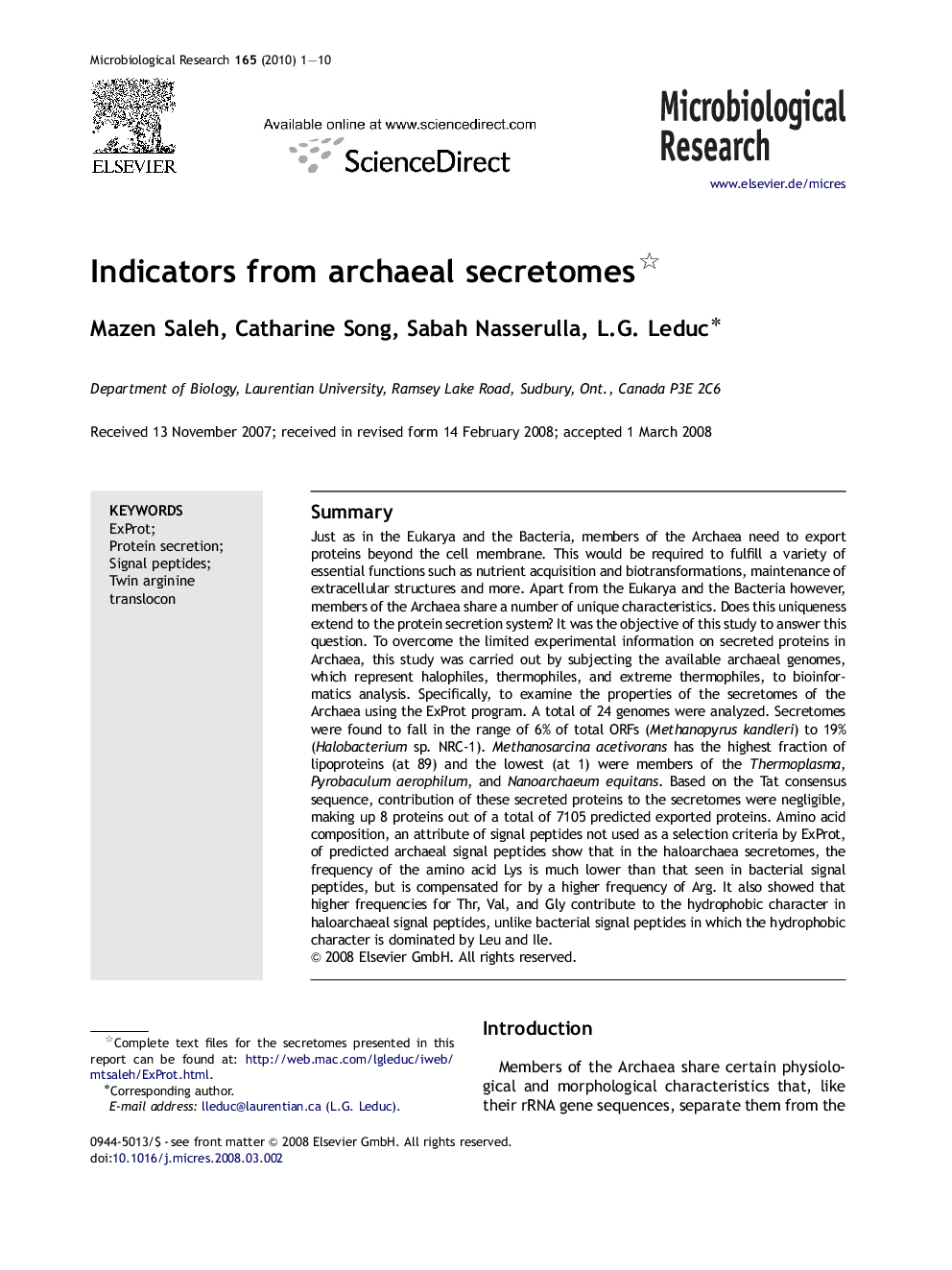 Indicators from archaeal secretomes 