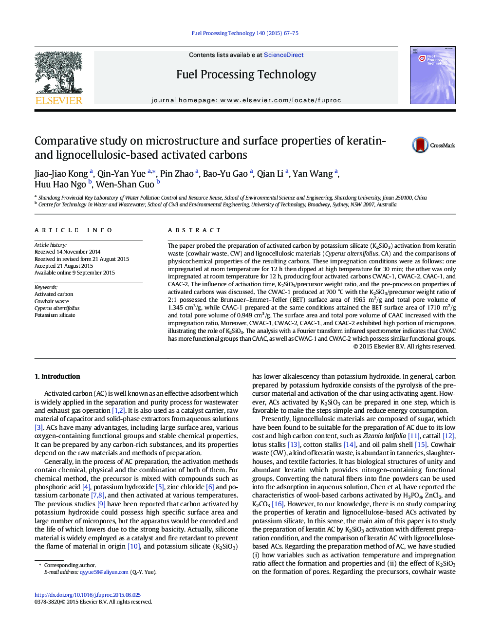 Comparative study on microstructure and surface properties of keratin- and lignocellulosic-based activated carbons