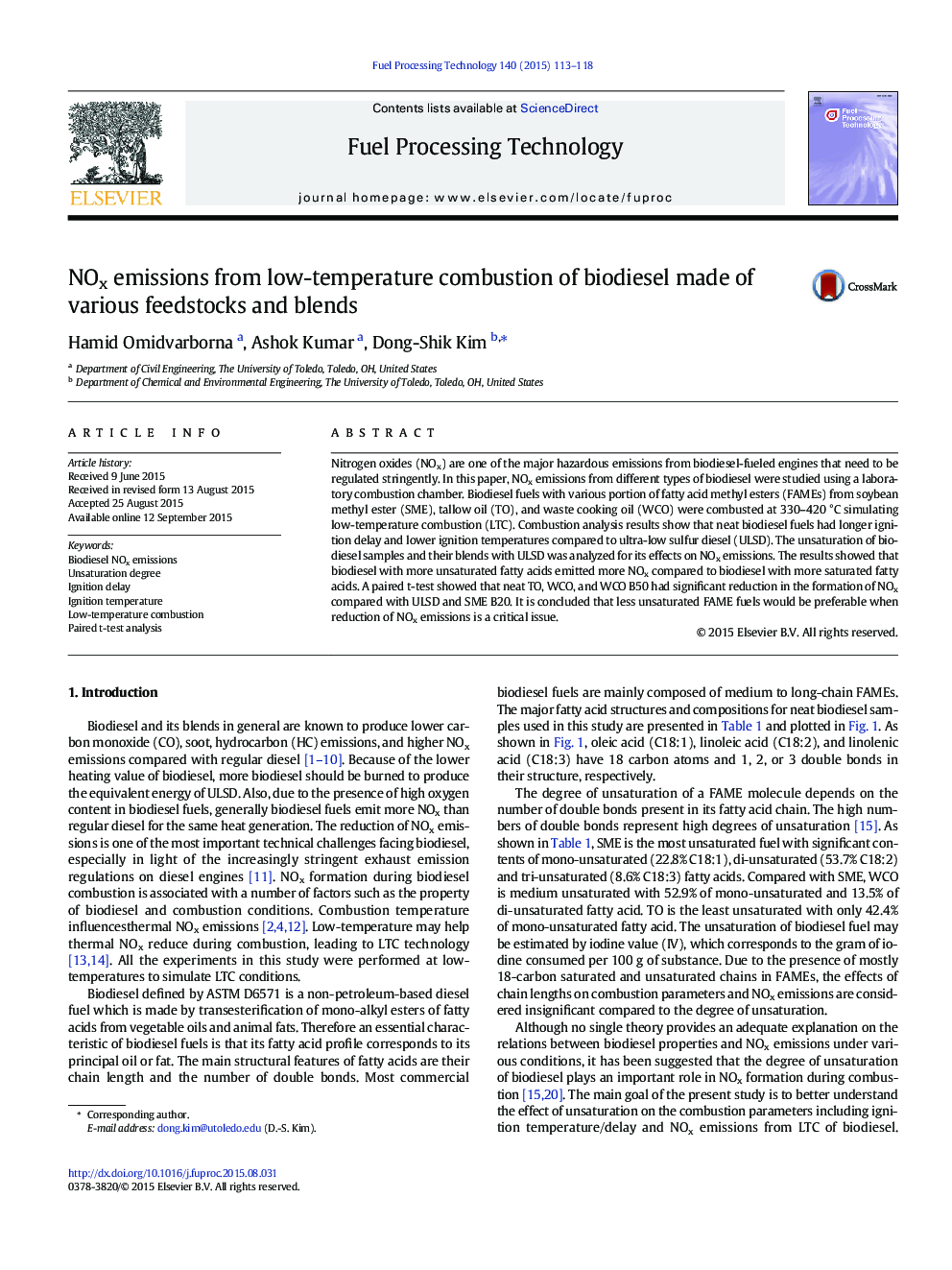 NOx emissions from low-temperature combustion of biodiesel made of various feedstocks and blends