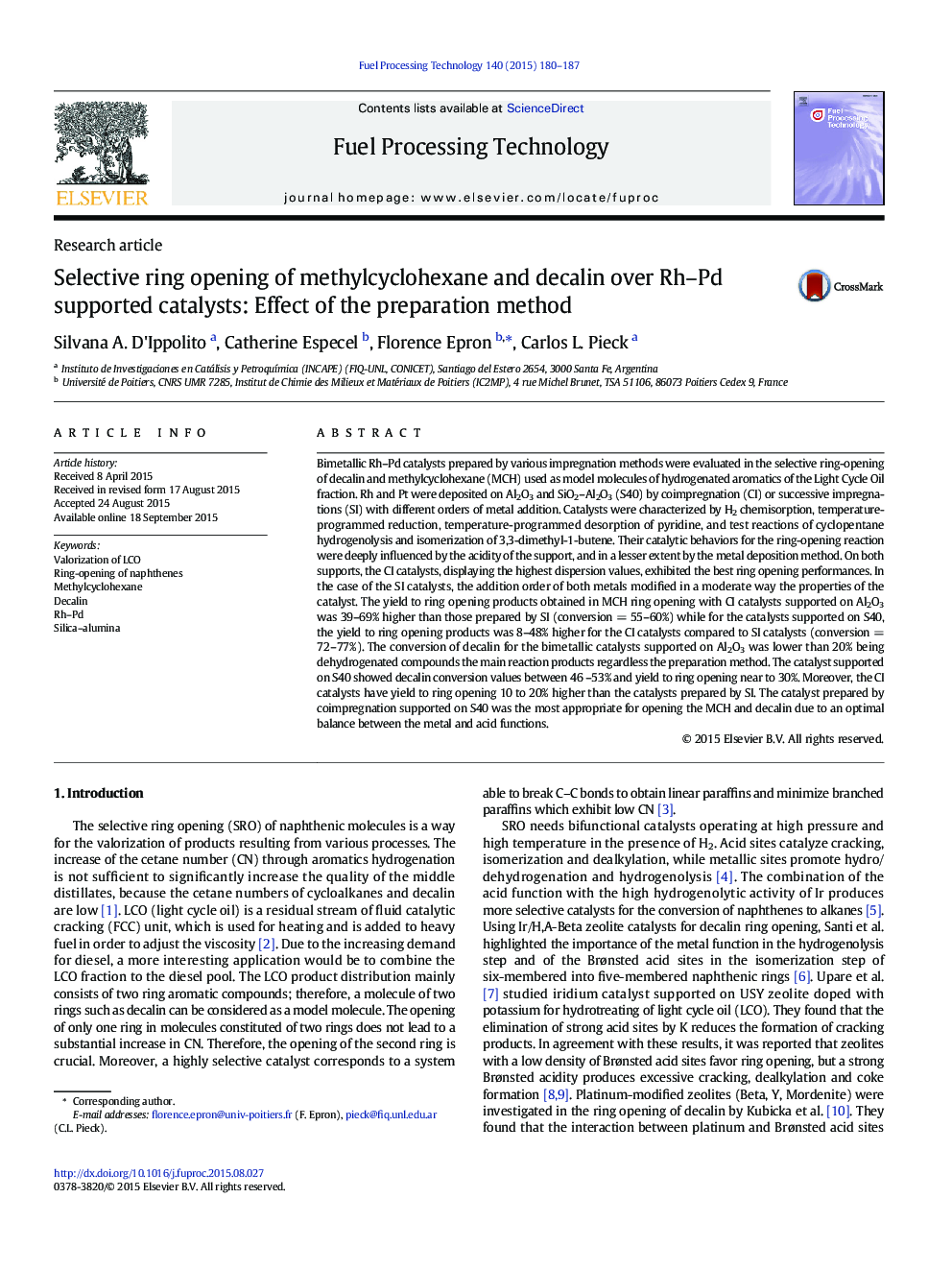 Selective ring opening of methylcyclohexane and decalin over Rh–Pd supported catalysts: Effect of the preparation method