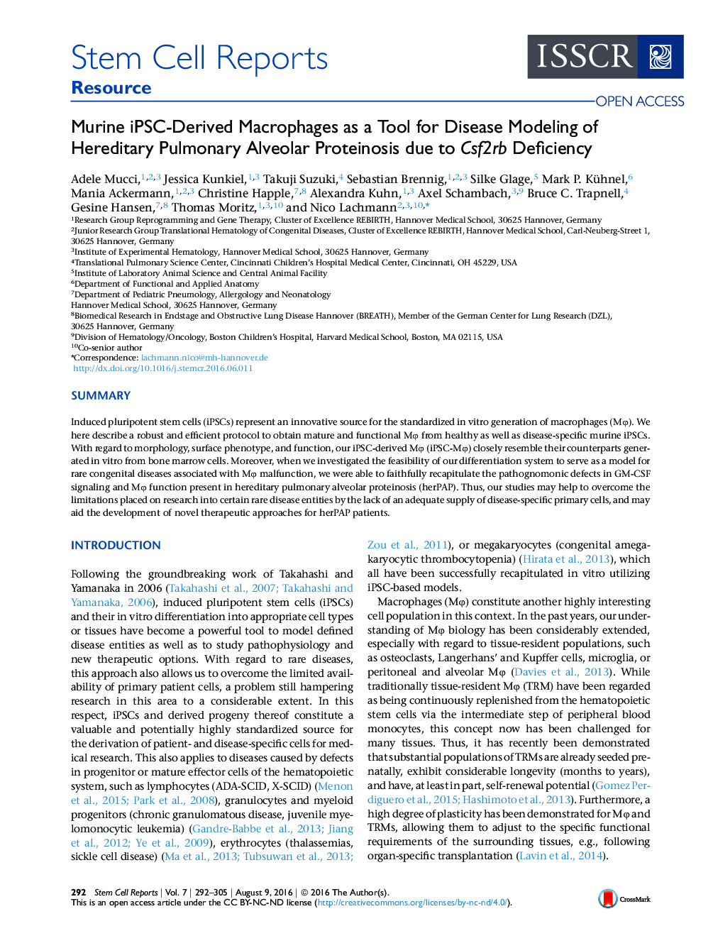 Murine iPSC-Derived Macrophages as a Tool for Disease Modeling of Hereditary Pulmonary Alveolar Proteinosis due to Csf2rb Deficiency