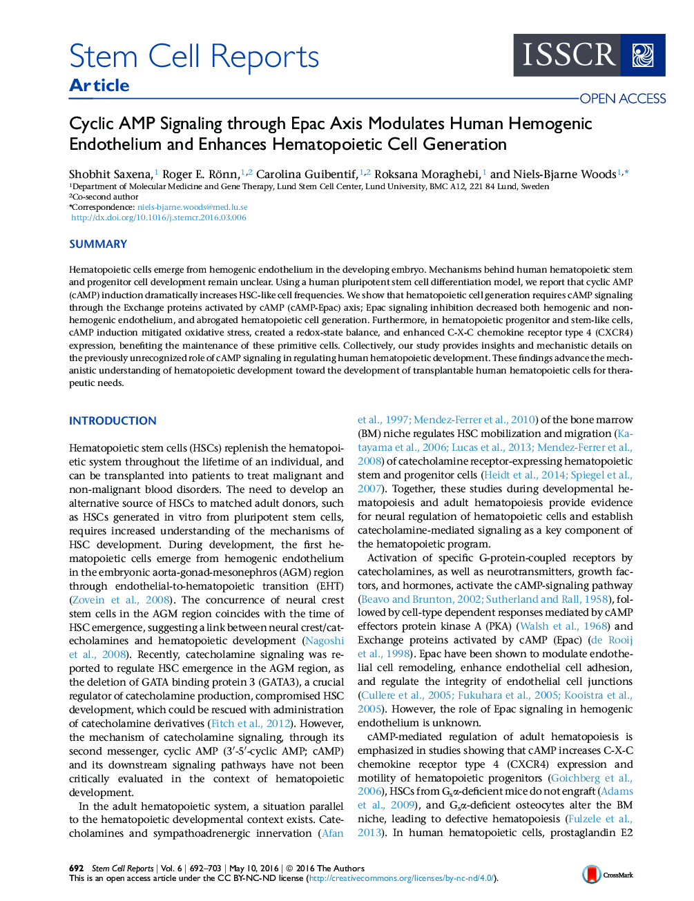 Cyclic AMP Signaling through Epac Axis Modulates Human Hemogenic Endothelium and Enhances Hematopoietic Cell Generation