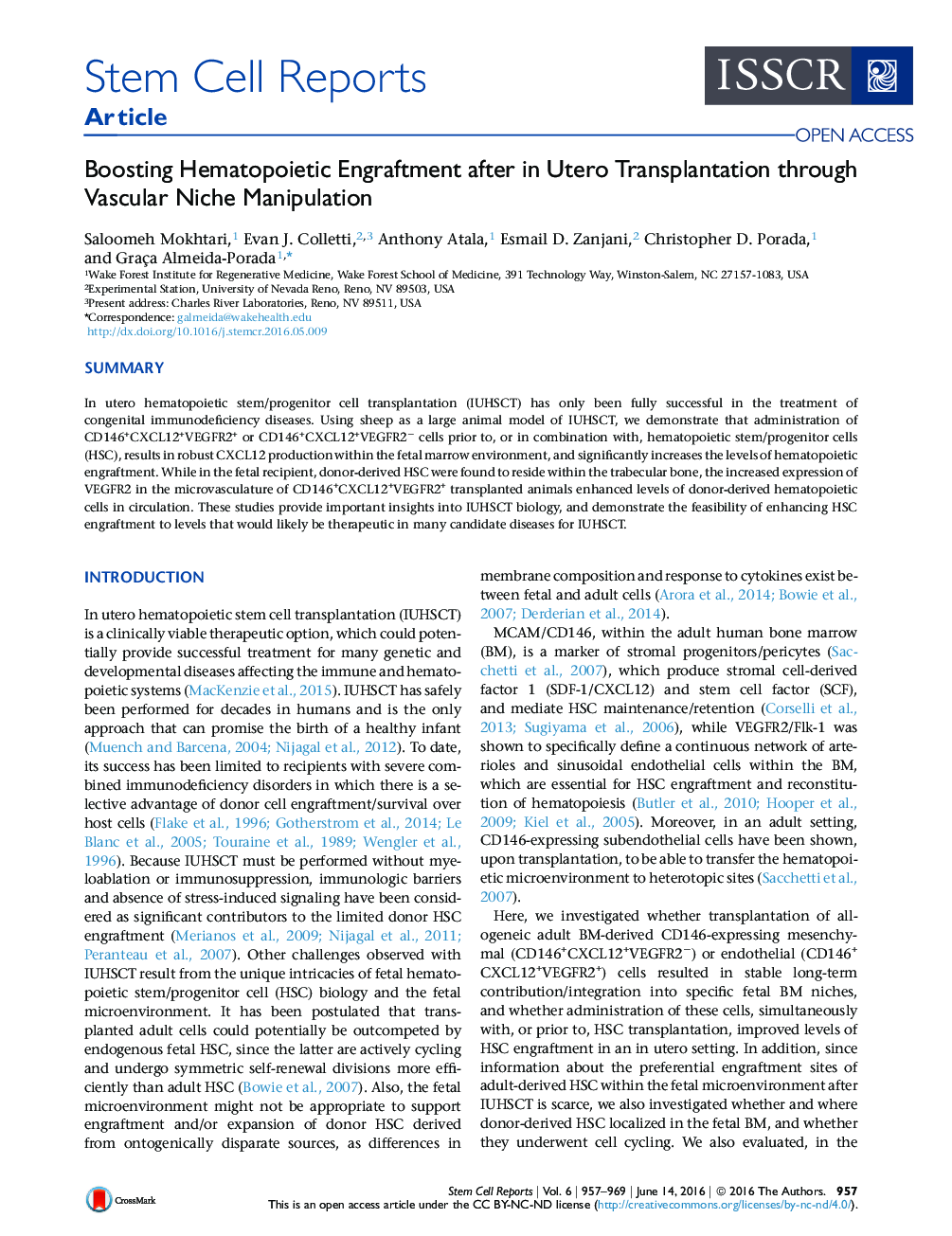 Boosting Hematopoietic Engraftment after in Utero Transplantation through Vascular Niche Manipulation