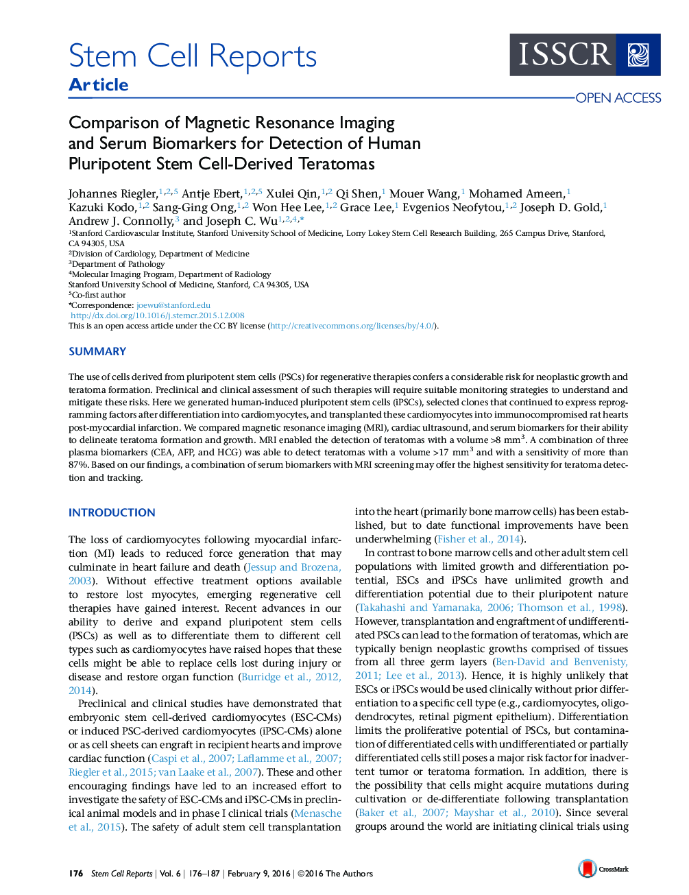 Comparison of Magnetic Resonance Imaging and Serum Biomarkers for Detection of Human Pluripotent Stem Cell-Derived Teratomas 